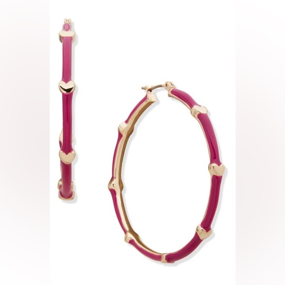 DKNY Heart Enamel Hoop Earring